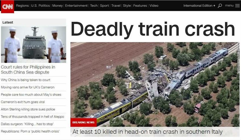 CNN: "incidente ferroviario mortale"