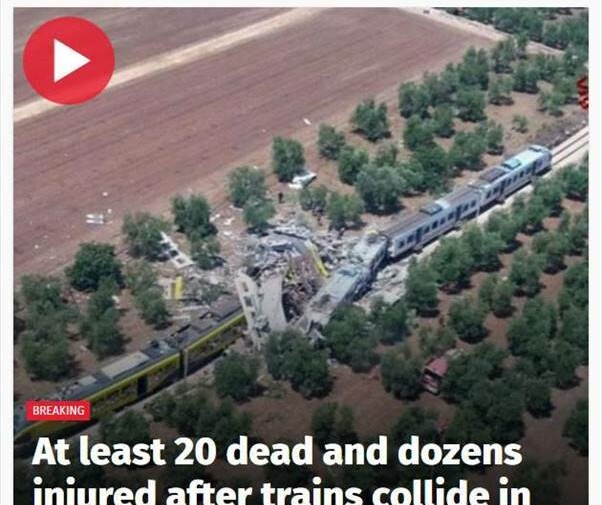 The Indipendent: "Almeno 20 morti e decine di feriti dopo uno scontro tra treni in Italia"