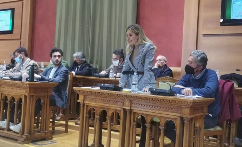 La consigliera comunale del Partito Democratico Nadia D'Introno durante il suo intervento